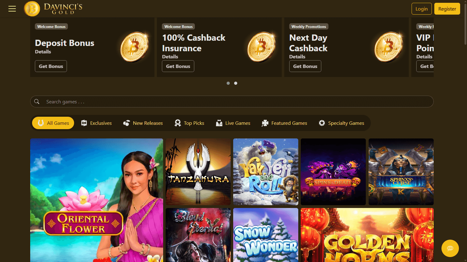 DaVincis Gold Casino Desktop screenshot